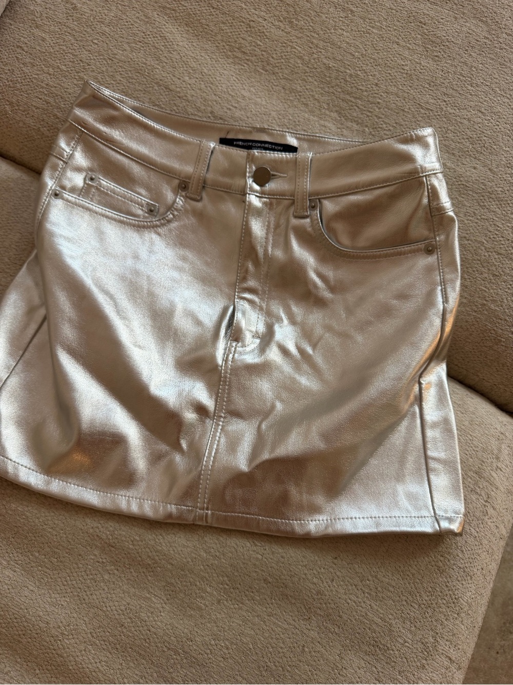 French Connection Metallic Silver Mini Skirt